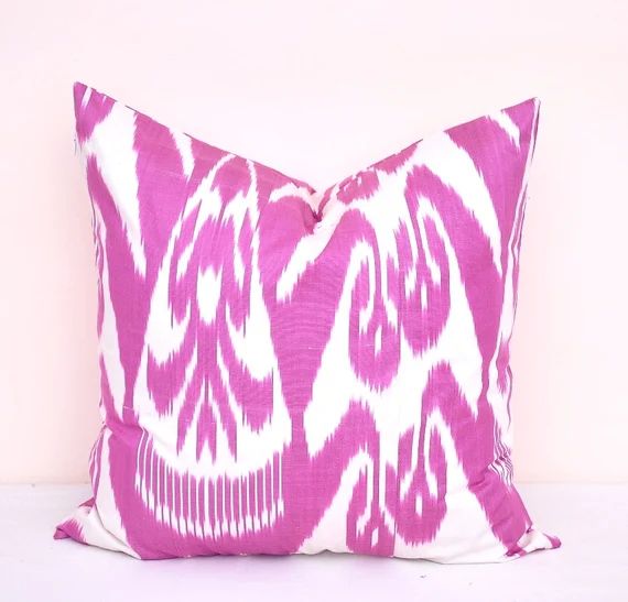 Hot pink ikat pillow, Ikat cushion, Designer ikat pillow, Decorative throw pillow, Pink cotton ikat  | Etsy (US)