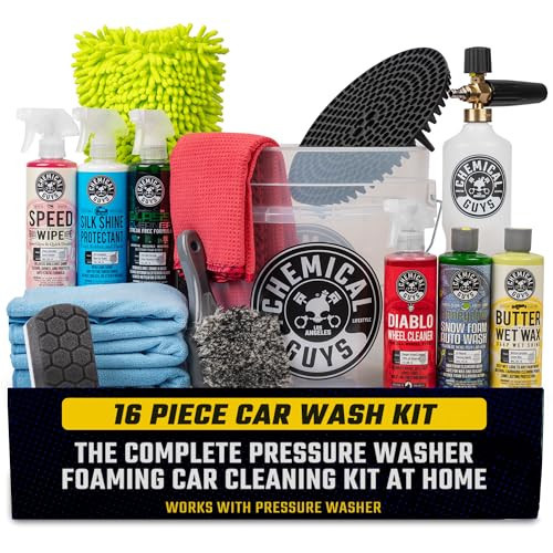 Chemical Guys 16-Piece Arsenal Builder Car Wash Kit with Foam Cannon, Bucket, and 6 x 16 oz Care Chemicals - Car Detailing Kit Works with Pressure Washers, Trucks, SUVs, Motorcycles, and More | Amazon (US)