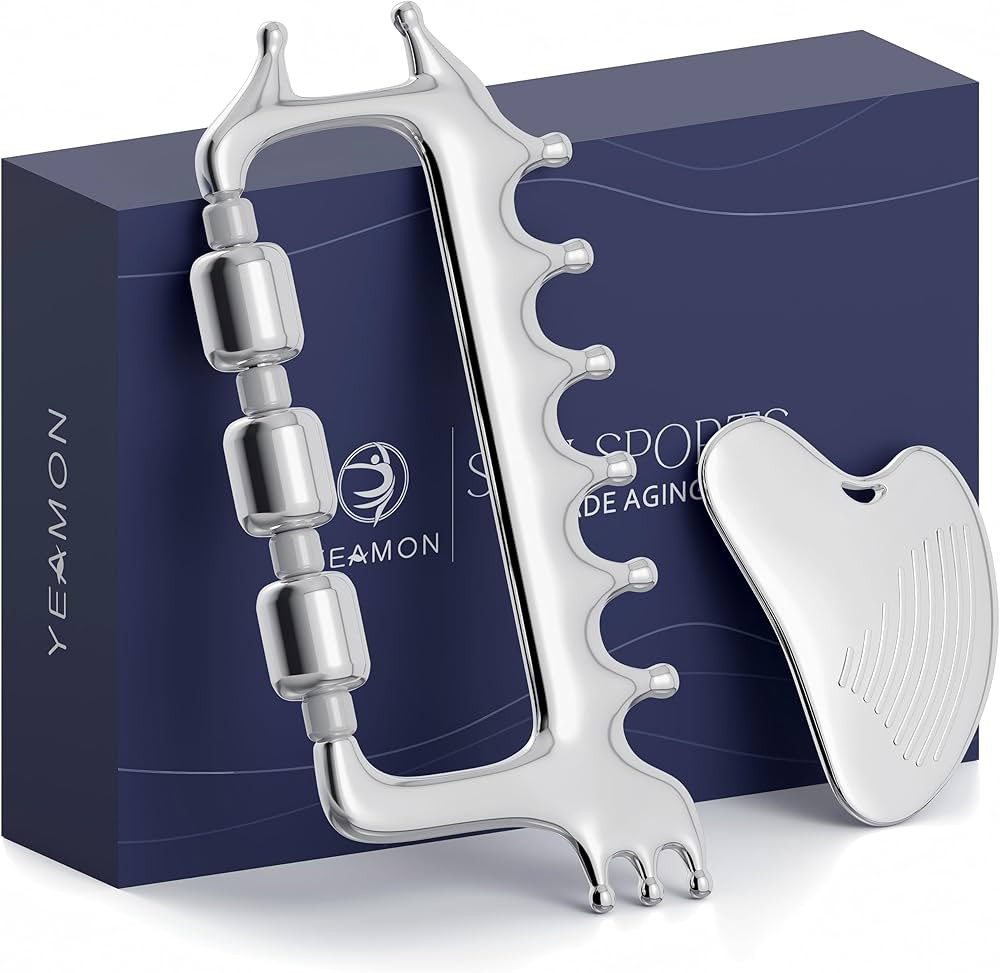 Yeamon Gua Sha Facial Tools & Massager Set, Stainless Steel Skin Care Tools for Face and Body, 3-... | Amazon (US)