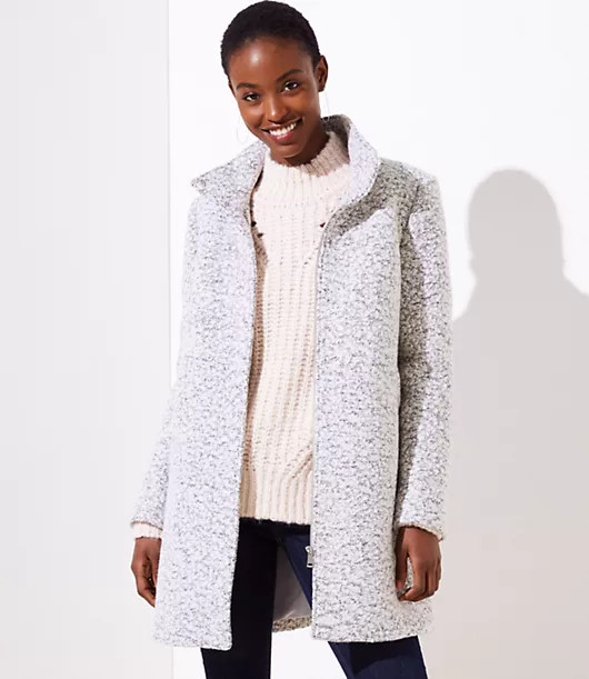 LOFT Tall Marled Funnel Neck Coat | LOFT