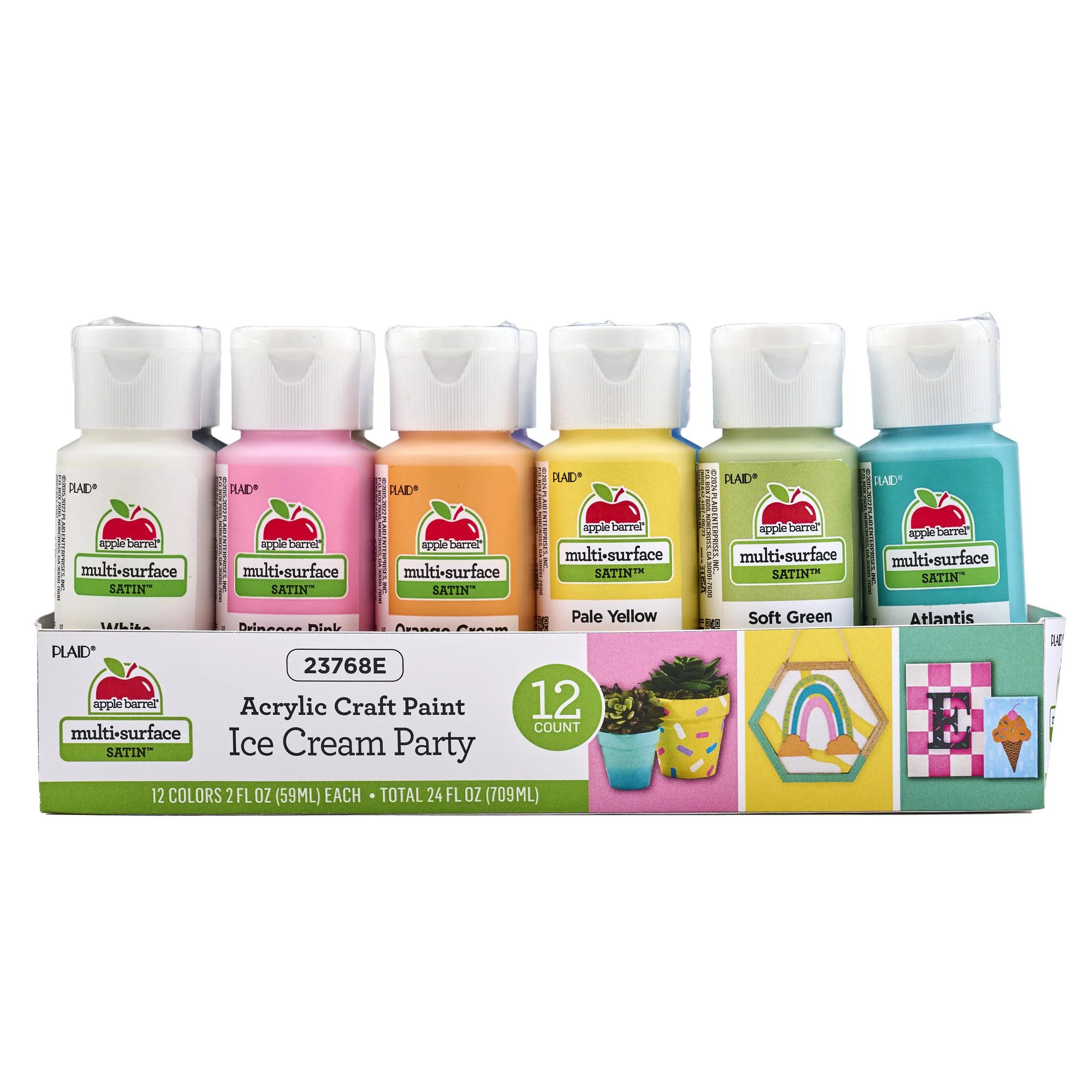 Apple Barrel Multi-Surface Acrylic Craft Paint Set, Ice Cream Party, Satin Finish, 12 Piece | Walmart (US)