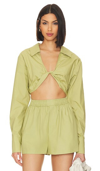 Tereza Poplin Crop Top in Moss Green | Revolve Clothing (Global)