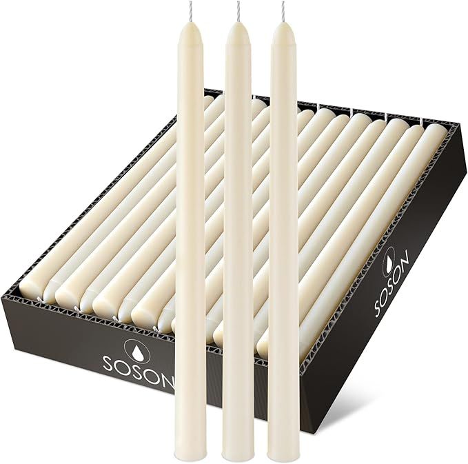 Simply Soson 10 inch Ivory Taper Candles Bulk 30 Pack | Ivory Candle Sticks - Ivory Candlesticks ... | Amazon (US)