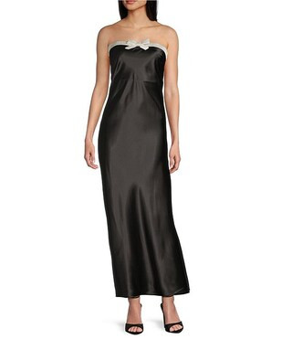 B. Darlin Satin Strapless Bow Front Dress | Dillard's | Dillard's