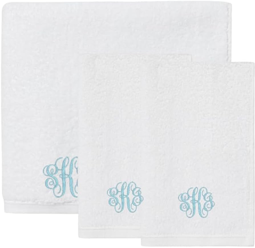 Personalized Monogrammed Bath Towel Set, Cotton, Custom Embroidered Initials, Luxury Hotel Style | Amazon (US)