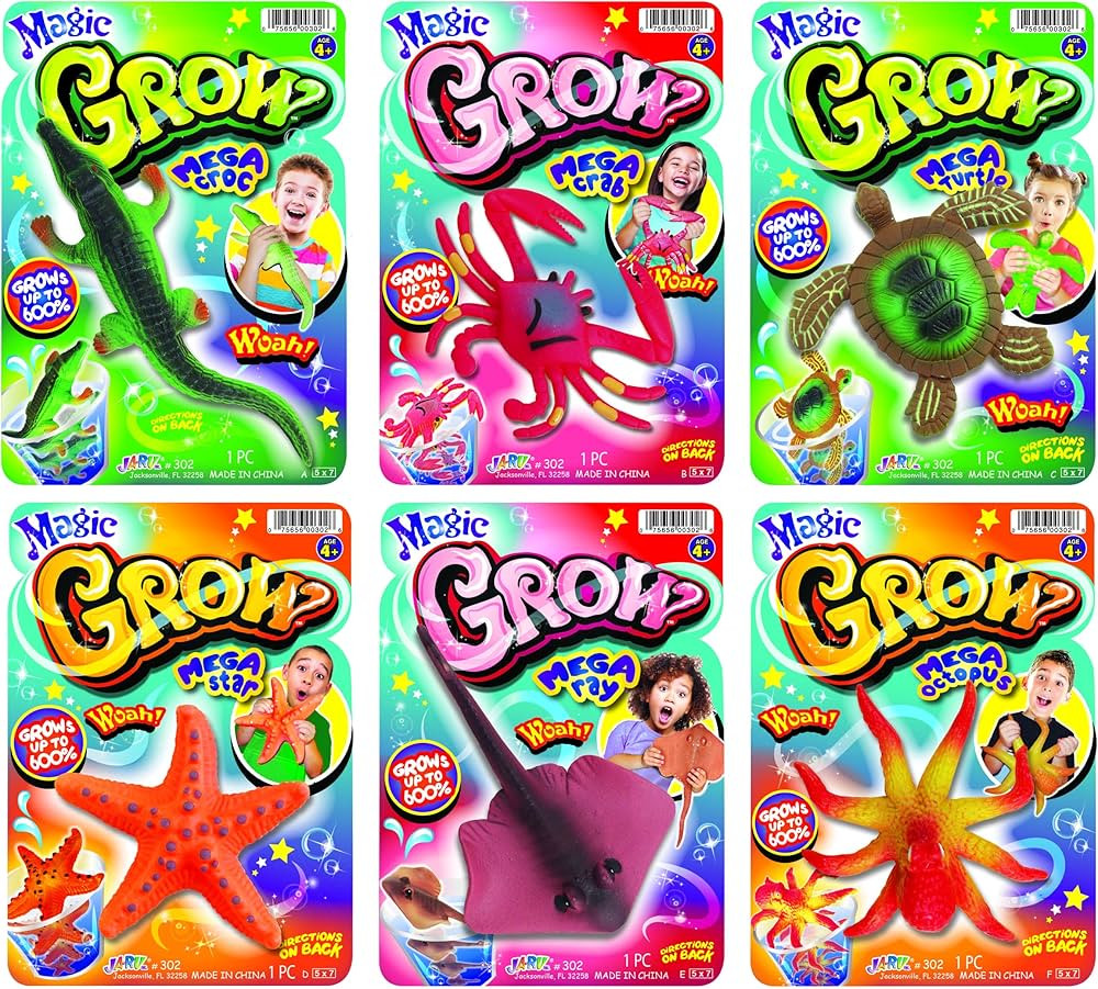 JA-RU Magic Grow Ocean Themed Water Animals (6 Packs Assorted) Beach Life Theme Toys | Bulk Expan... | Amazon (US)