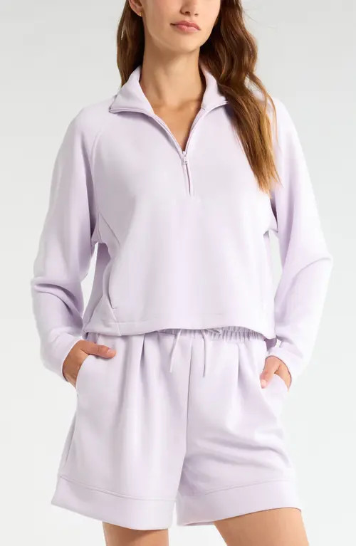 Zella Soft Luxe Half Zip Sweatshirt in Purple Hush at Nordstrom, Size Xx-Large | Nordstrom