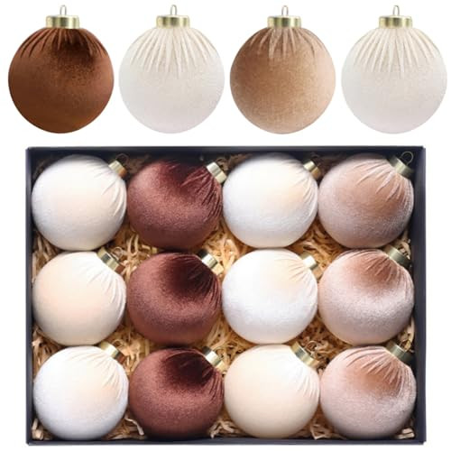Ochine 12 Pcs Velvet Christmas Ball Ornaments Christmas Velvet Ball Ornaments, Velvet Christmas Ornaments Christmas Tree Ball Ornaments Xmas Decorative Hanging Ornaments Christmas Decorations | Amazon (US)