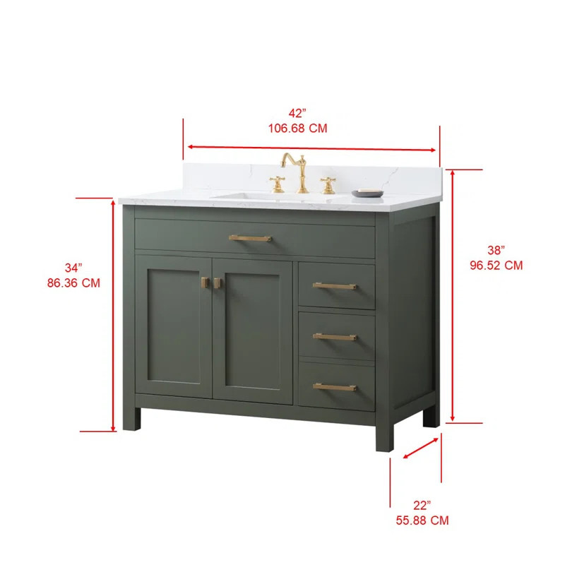Ajhane 42'' Single Bathroom Vanity with Engineered Stone Top | Wayfair North America
