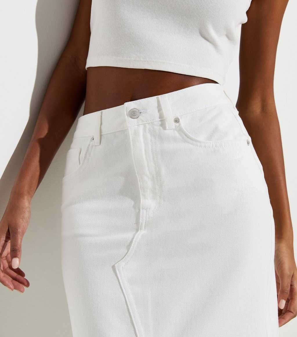 White Denim High Waist Split Hem Midi Skirt | New Look | New Look (UK)
