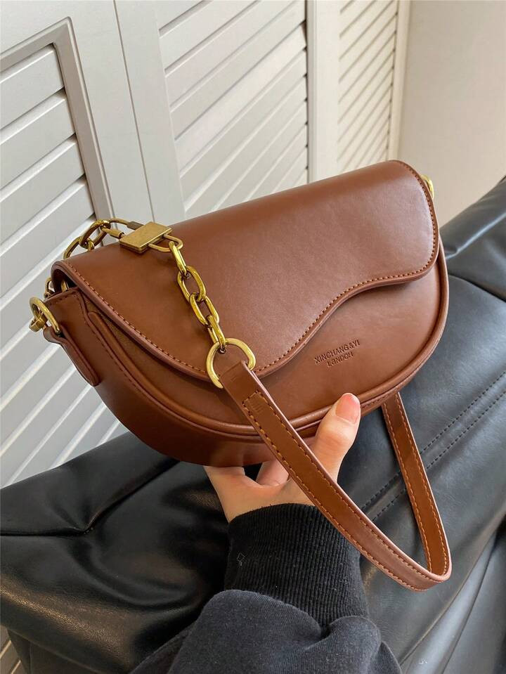 Vintage Fashionable All-match Saddle Style Handbag, Minimalist Crossbody Bag | SHEIN
