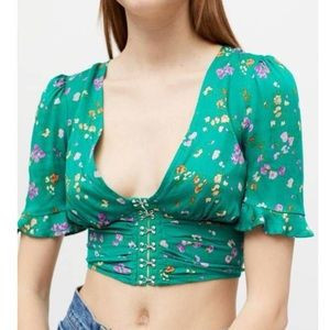 Green floral corset crop top from Urban Outfitters | Poshmark