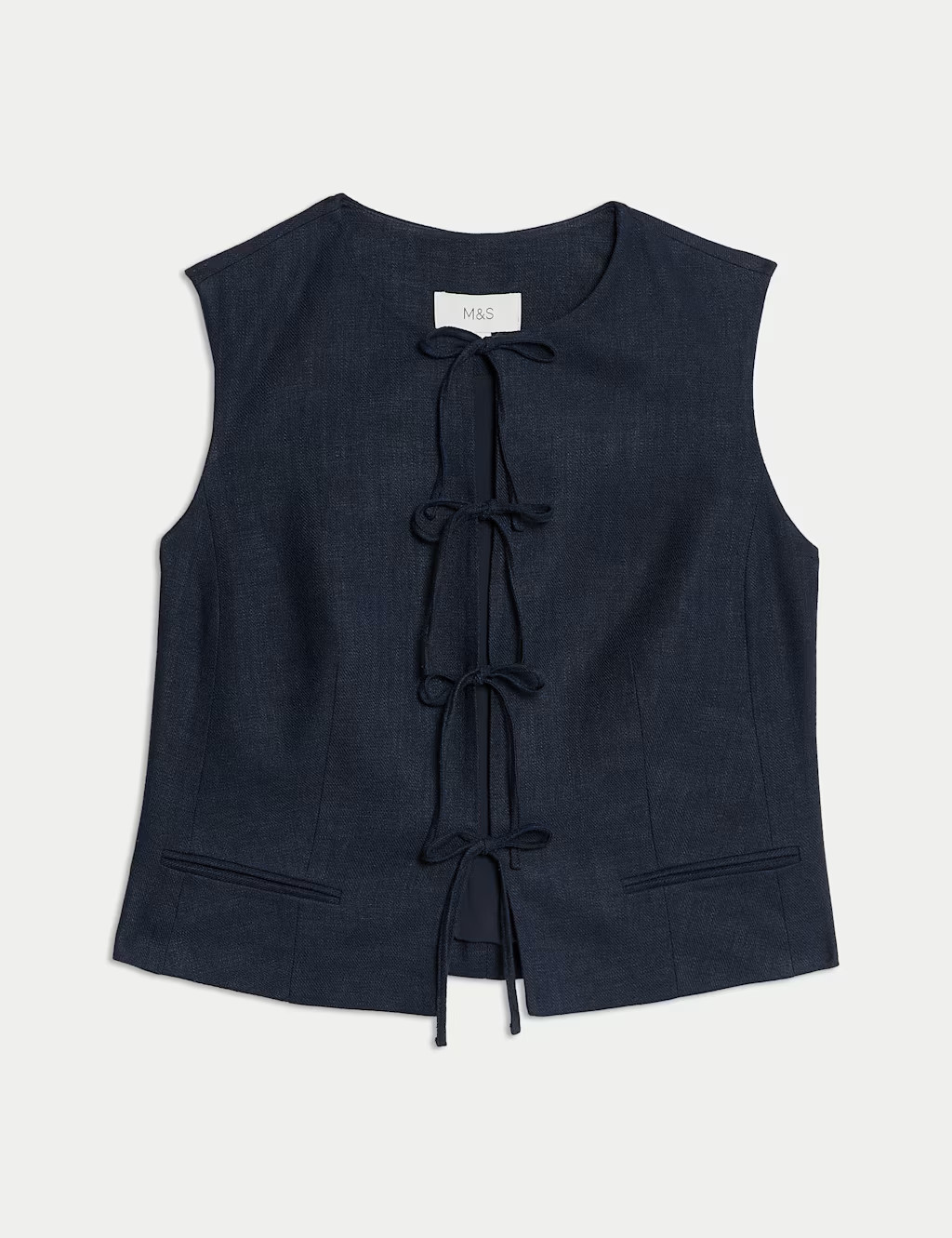 Linen Rich Tie Front Waistcoat | Marks & Spencer (UK)