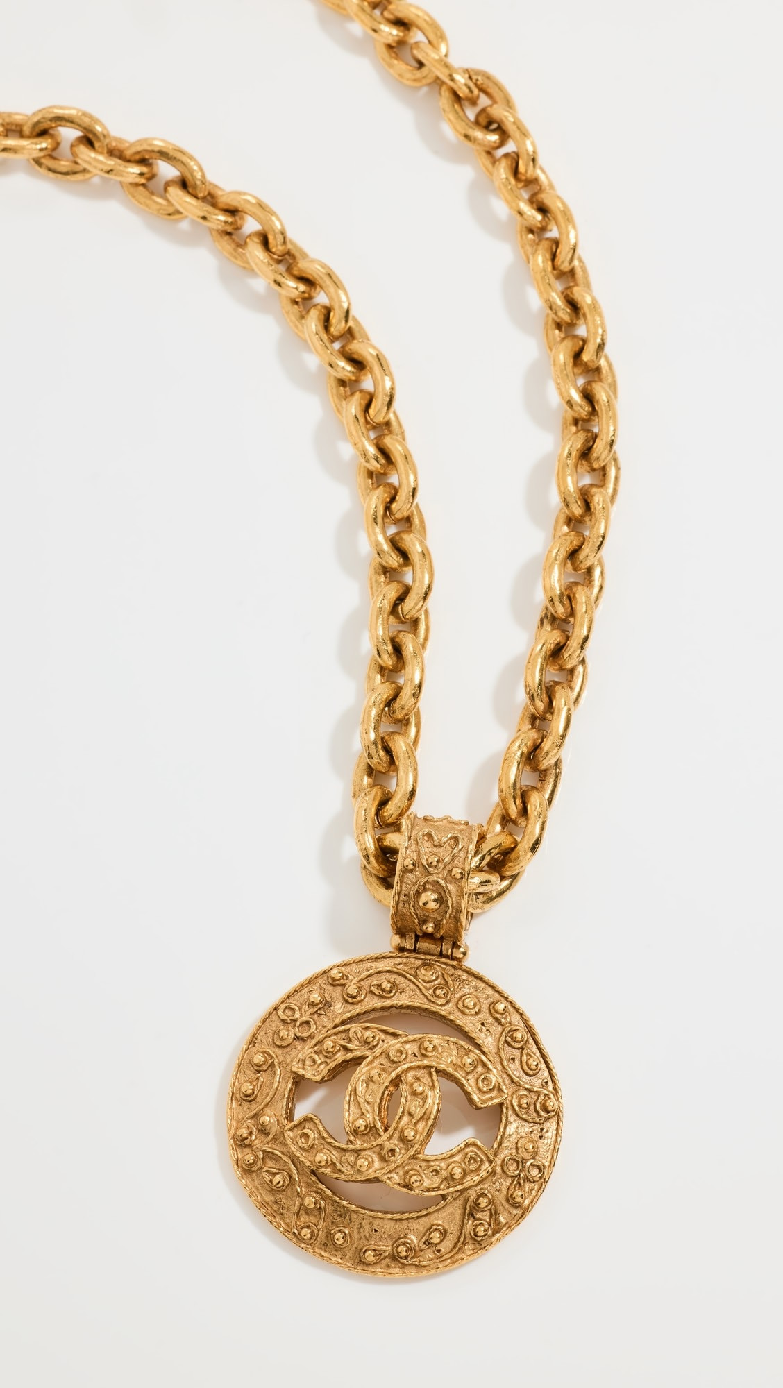 Chanel Gold Filigree Cin Round Necklace | Shopbop