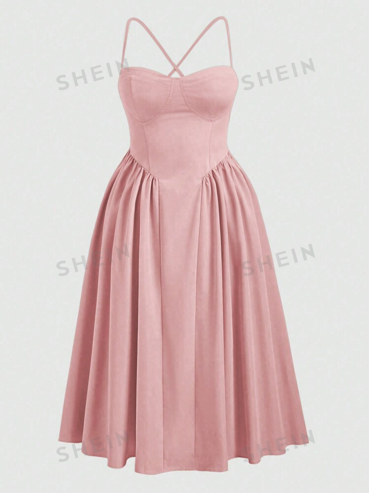 SHEIN Privé Plus Crisscross Backless Cami Dress For Summer | SHEIN