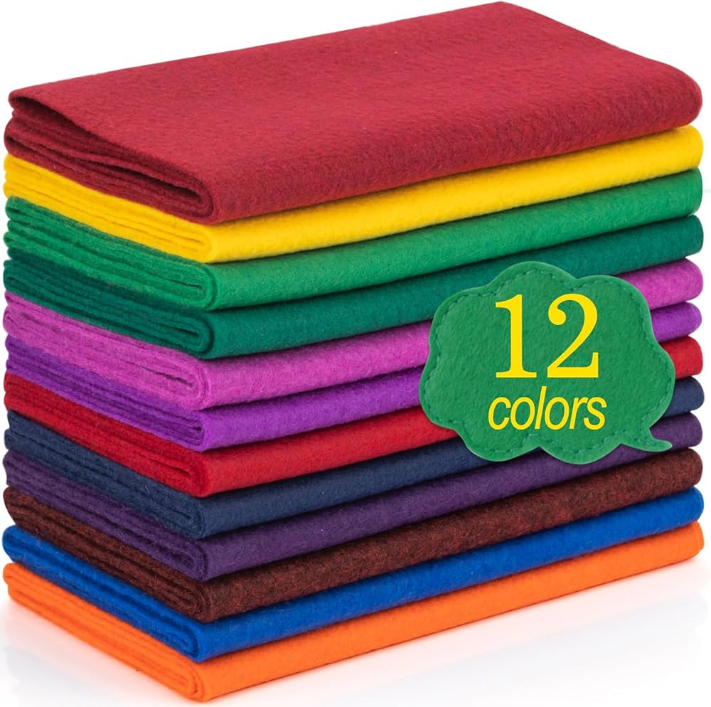 XSEINO 12 Rolls 8"x35" 1.4mm Thick Soft Felt Fabric Sheet 12 Assorted Dark Series Colors Felt Pac... | Amazon (US)