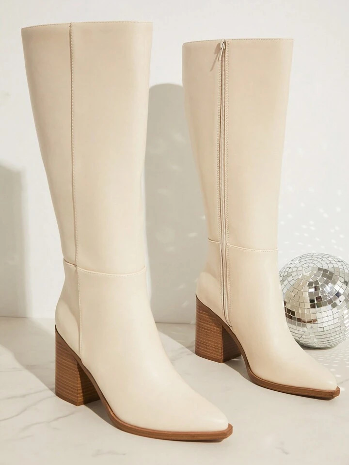 SHUZIA Solid Color High Heel Over-The-Knee Boots For Women, Autumn & Winter New Year Holiday Vale... | SHEIN
