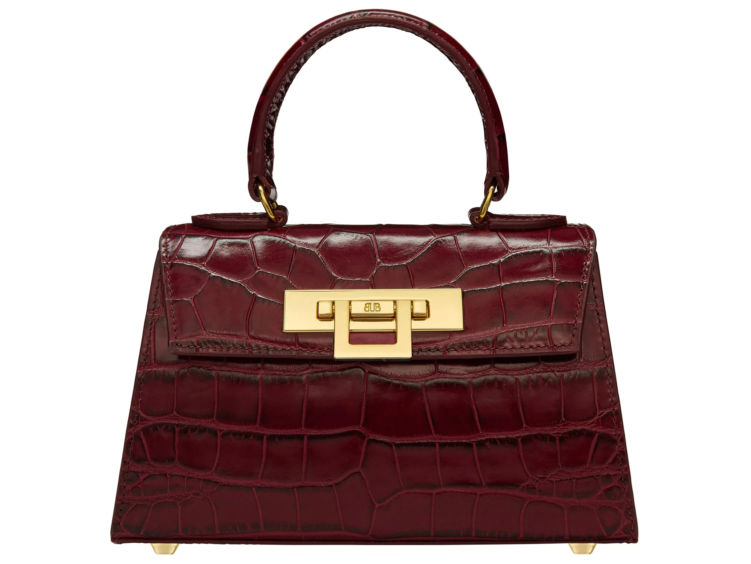 Fonteyn Mignon Orinoco 'Croc' Print Calf Leather Handbag - Wine | Lalage Beaumont