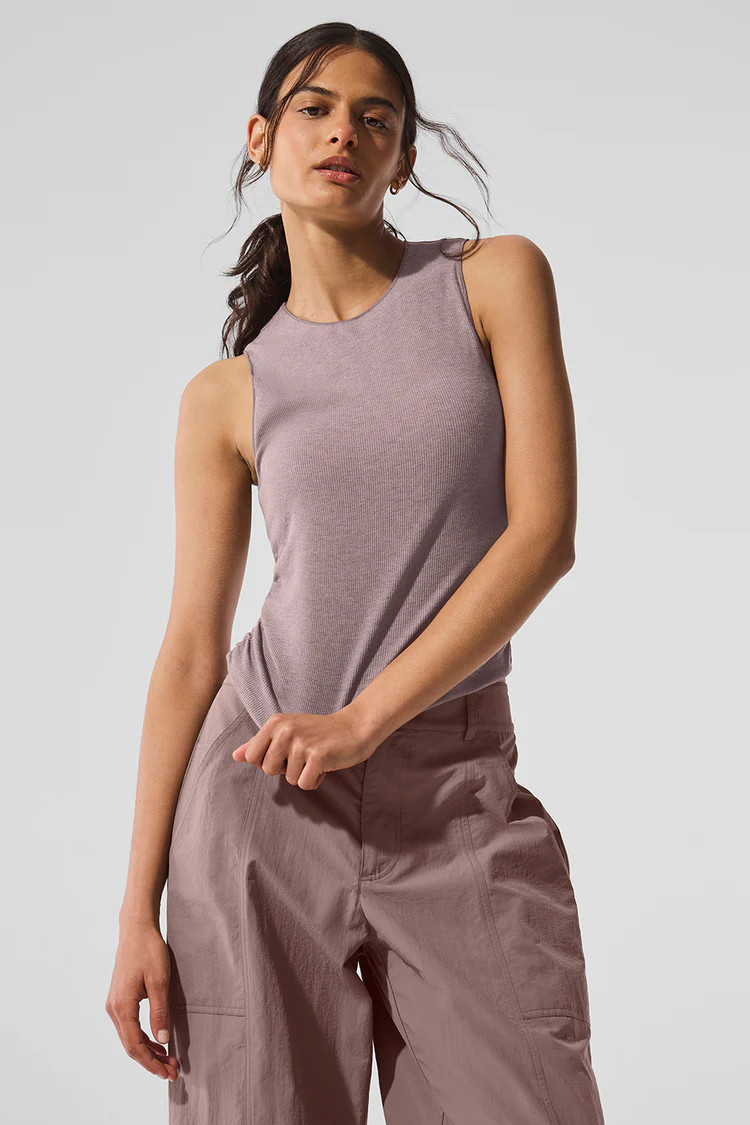 Ribbed En Pointe Tank - Mushroom Heather | Alo Yoga (US)