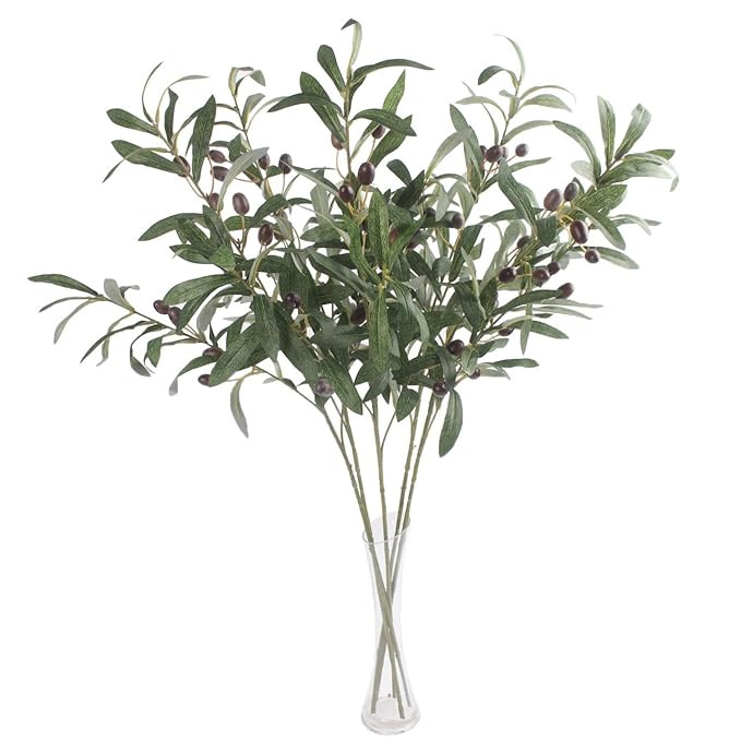 JAROWN 5 pcs 28" Green Olive Artificial Plants Branches Fruits Fake Flowers Branch Leaves for Hom... | Amazon (US)