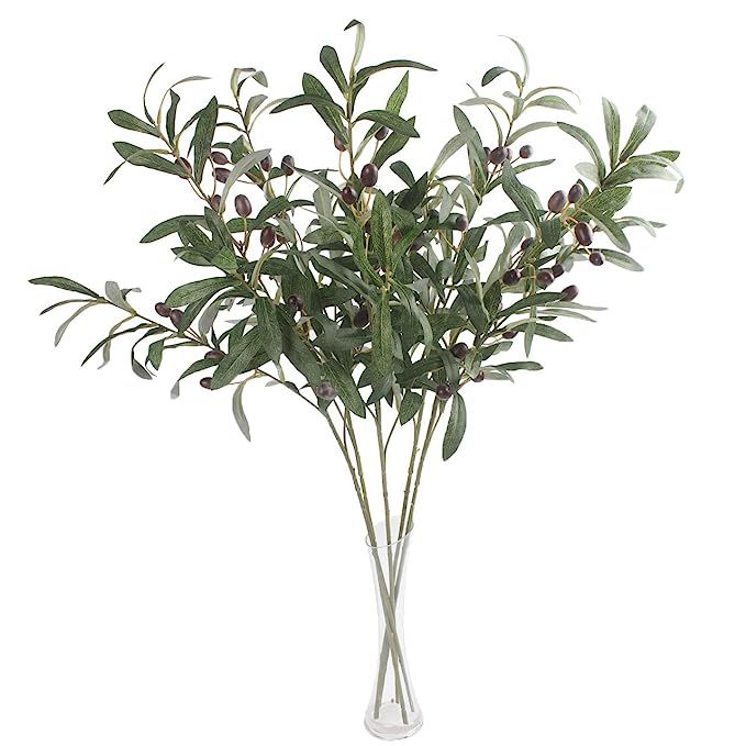 JAROWN 5 pcs 28" Green Olive Artificial Plants Branches Fruits Fake Flowers Branch Leaves for Hom... | Amazon (US)