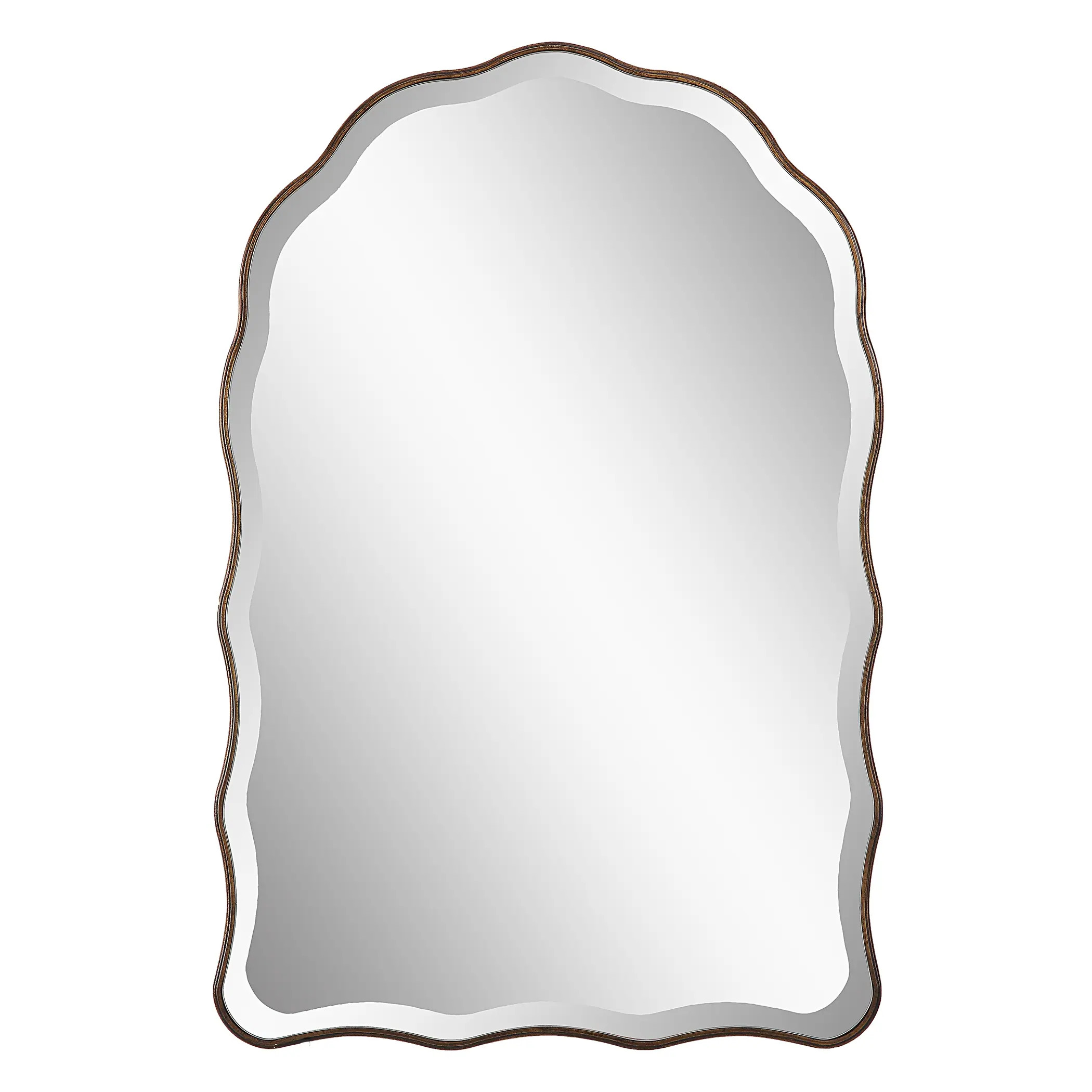 Porch & Den Antiqued Bronze Scalloped Edges Arched Wall Mirror | Bed Bath & Beyond