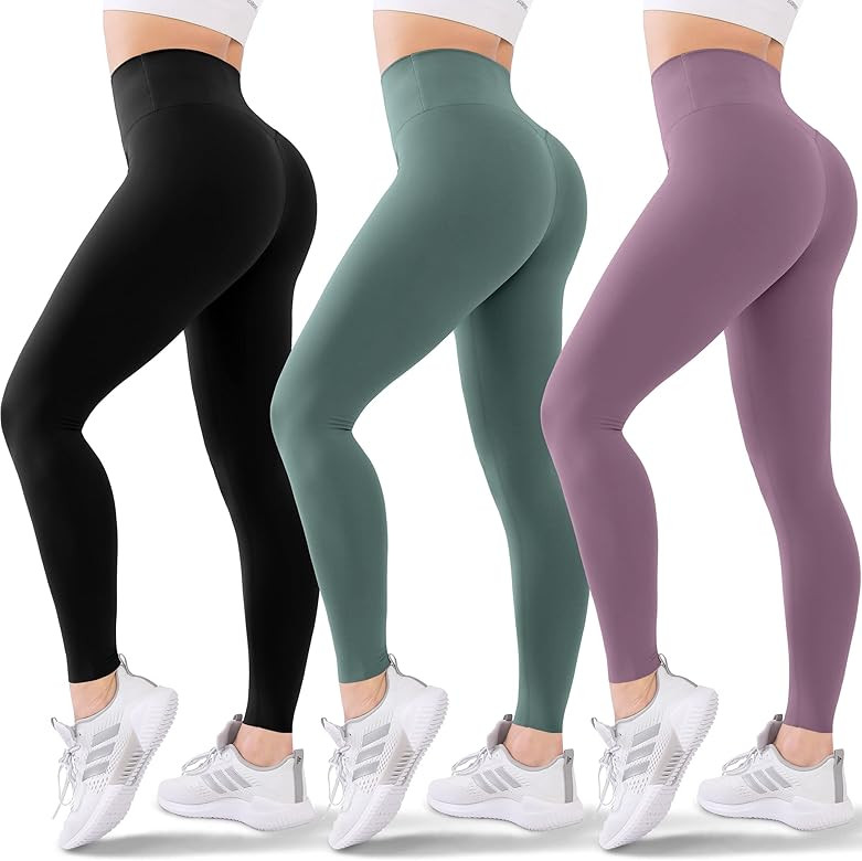 Blisset 3 Pack High Waisted Leggings for Women No See-Through Soft Athletic Tummy Control Pants f... | Amazon (US)