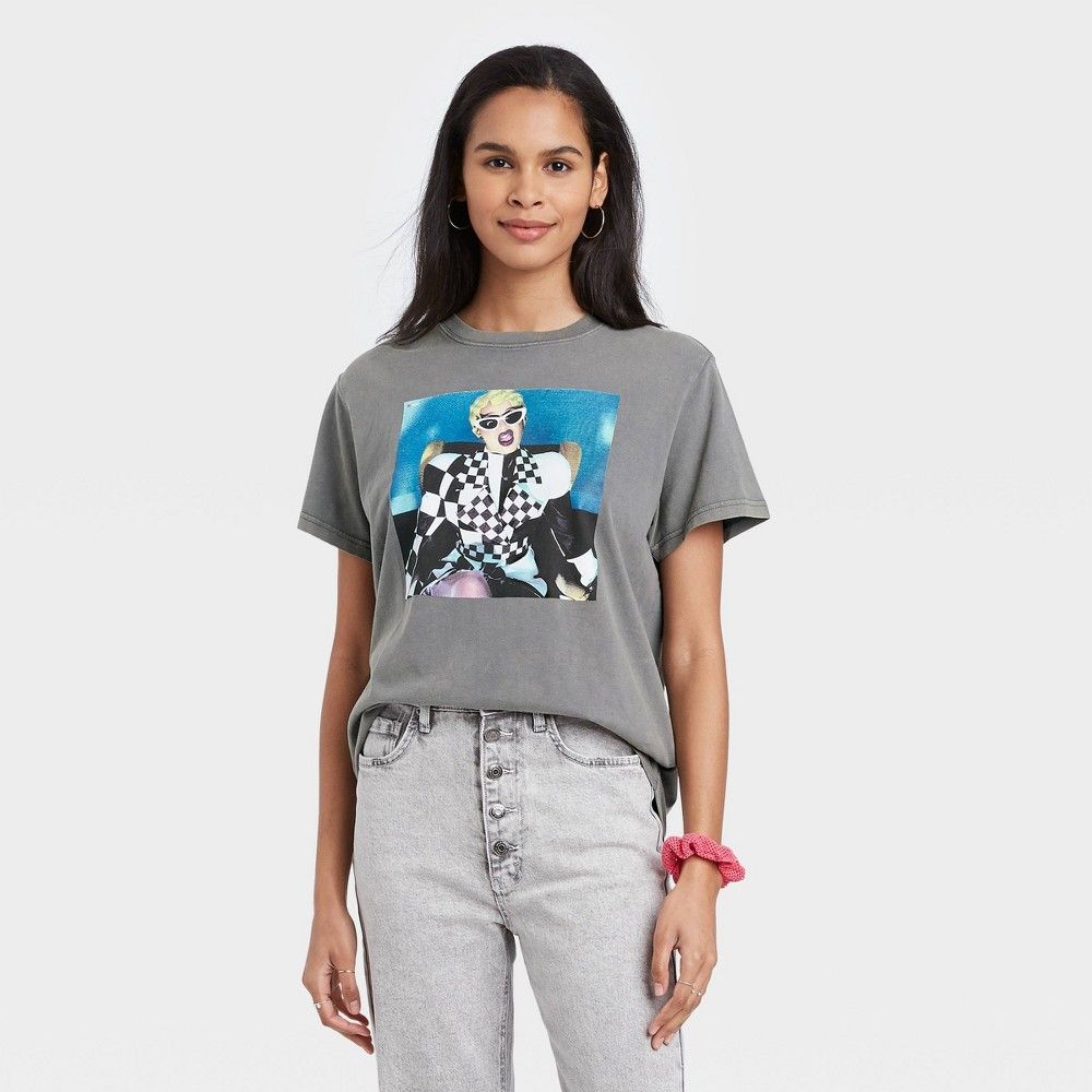 Women's Cardi B Short Sleeve Graphic T-Shirt - Charcoal Gray S | Target