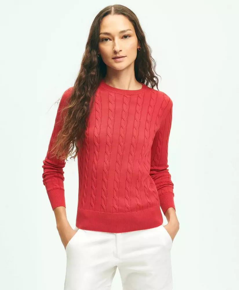 Supima® Cotton Cable Crewneck Sweater | Brooks Brothers