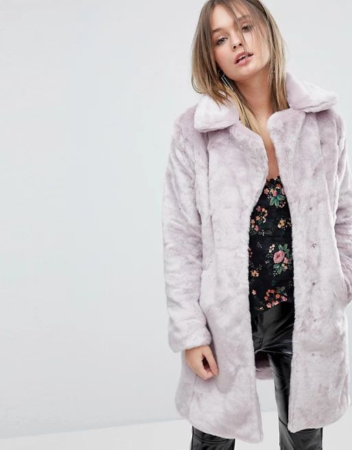 Miss Selfridge Crushed Faux Fur Coat | ASOS US