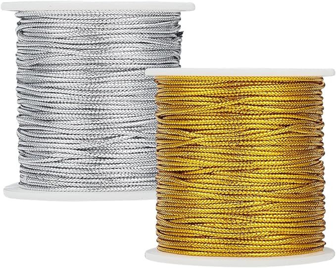 PH PandaHall 109 Yards 1.5mm Metallic Cord Braided Metallic Beading Cords Thread String Metallic ... | Amazon (US)
