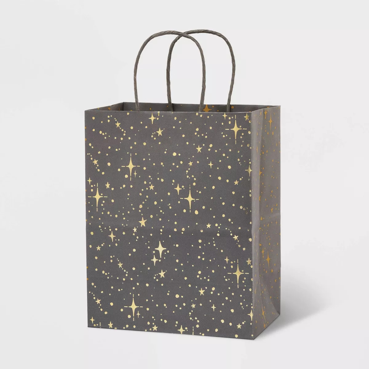 Small Foil Print Stars Gift Bag Gray/Gold - Spritz™: Black Graduation & Birthday Gift Bag, 9.75... | Target