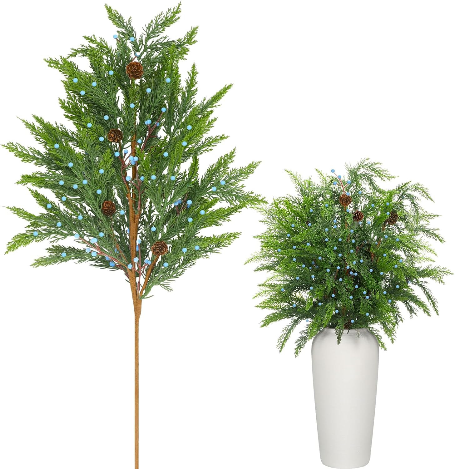 Giegxin 3 Pcs 30 Inch Artificial Juniper Berries Stems Christmas Cedar Branches with Pinecones Fa... | Amazon (US)