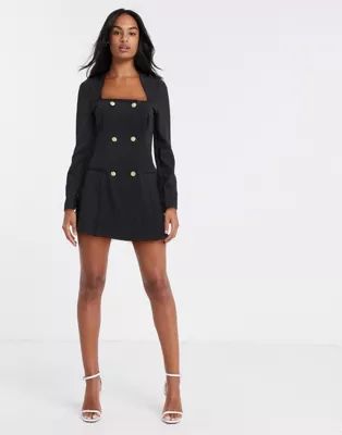 ASOS DESIGN glam double breasted jersey blazer with square neck | ASOS (Global)