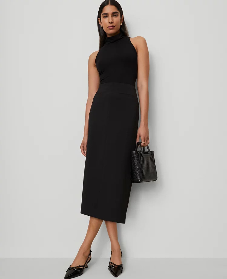 Fluid Crepe Pocket Midi Skirt | Ann Taylor