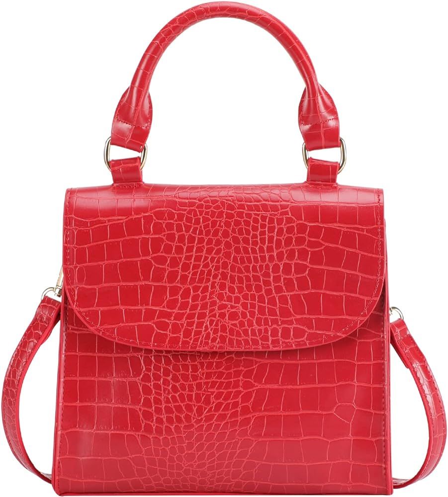 FRANSHION Womens Crossbody Handbag Purse, Trendy Small Top Handle Shoulder Bag for Women, Crocodi... | Amazon (US)