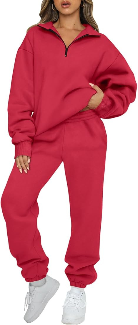 AUTOMET Womens 2 Piece Outfits Long Sleeve Sweatsuits Sets Half Zip Sweatshirts with Joggers Swea... | Amazon (US)