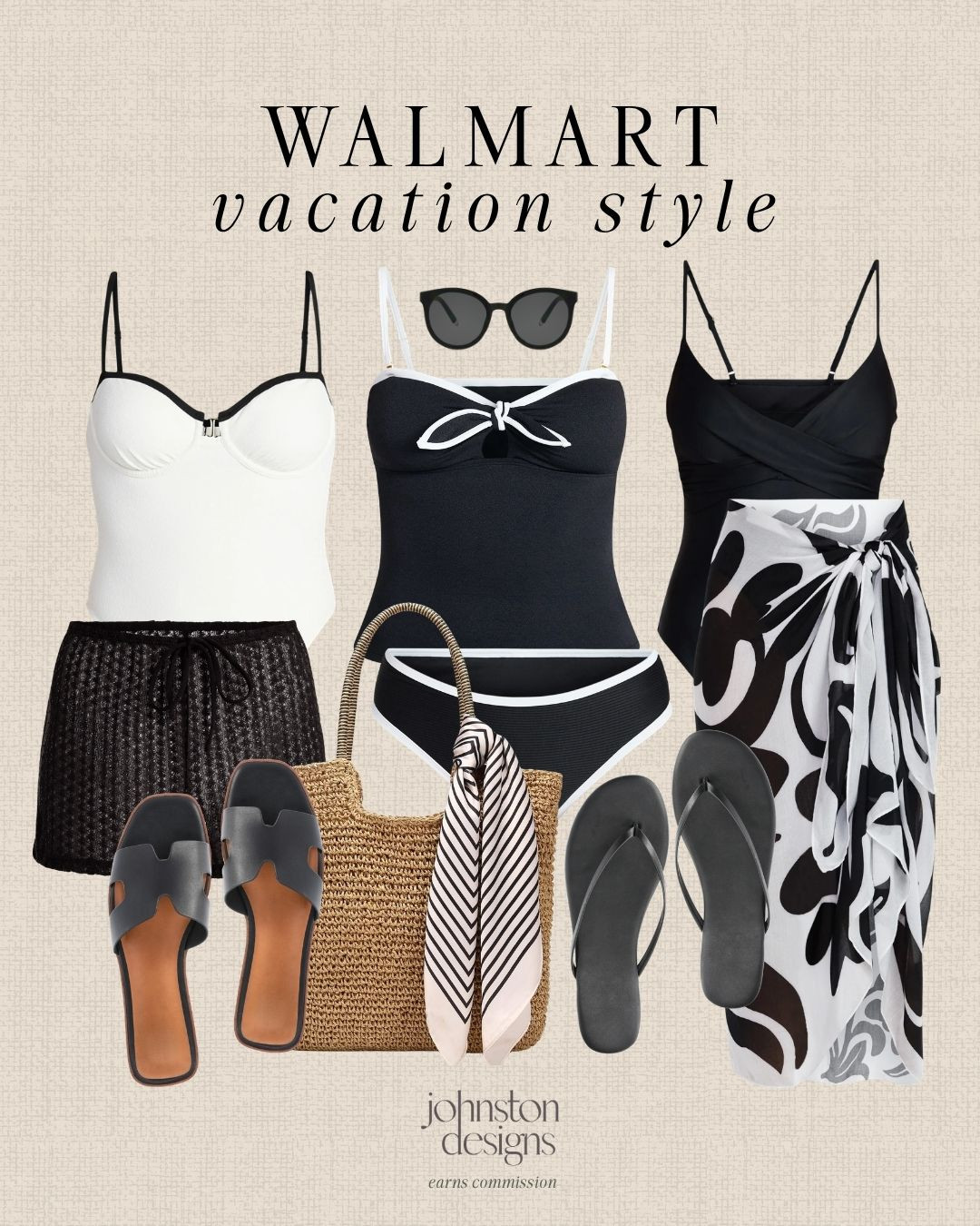 Walmart vacation style featuring black and white swimsuits, coverups, sandals, straw tote, and chic beach outfit essentials for a timeless resort look. 🖤

walmart fashion, vacation outfit, resort wear, black and white outfit, swimsuits, beach outfit, poolside outfit, summer outfit ideas, straw tote bag, sandals outfit, classic style, affordable fashion 

 #LTKootd #LTKSwim #LTKTravel