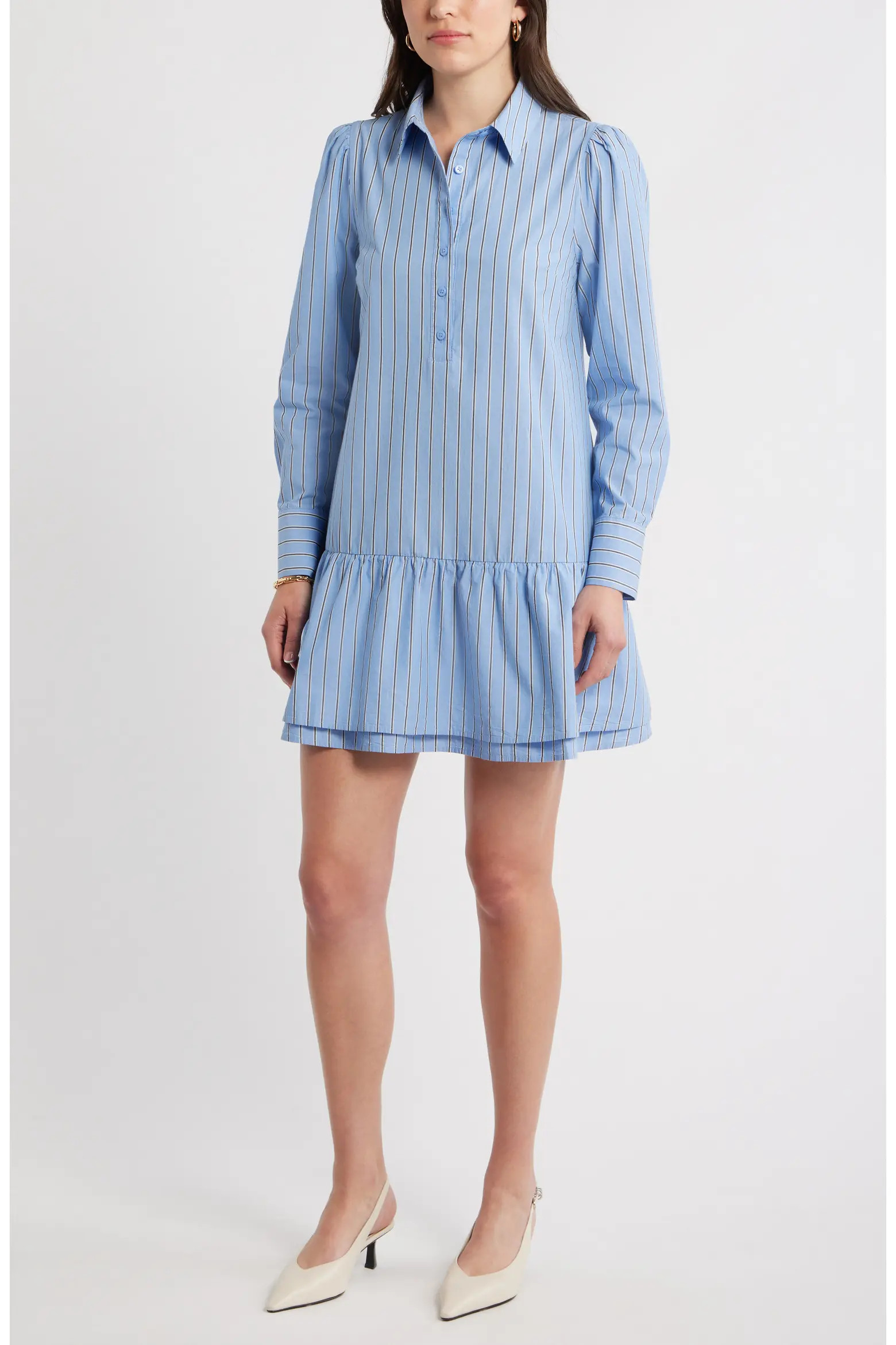 Flounce Hem Long Sleeve Shirtdress (Women) | Nordstrom | Nordstrom