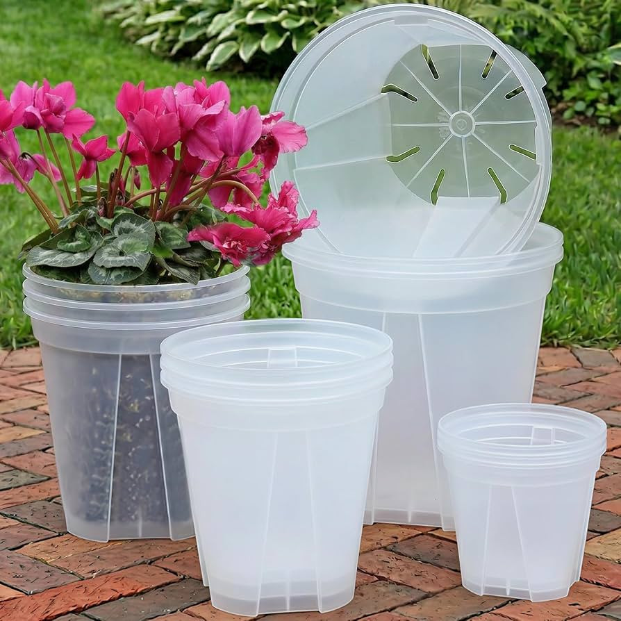 6/8/10/12 Inch Large Clear Nursery Deep Pots with Drainage Hole 12 Pack, Deep Plant Pots with Dra... | Amazon (US)