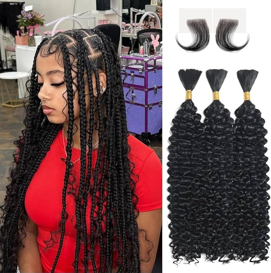 Human Braiding Hair Deep Wave Bulk Boho Braids Human Hair for Braiding No Weft 3 Bundles/Pack 150... | Amazon (US)
