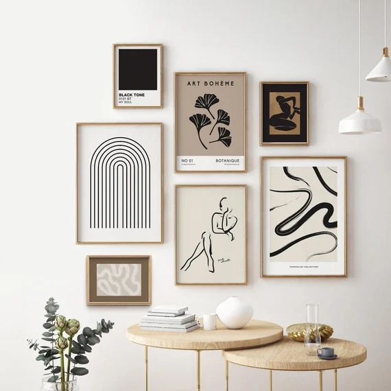 Minimalist Gallery Wall Set of 7 Modern Abstract Print Set | Etsy | Etsy (US)