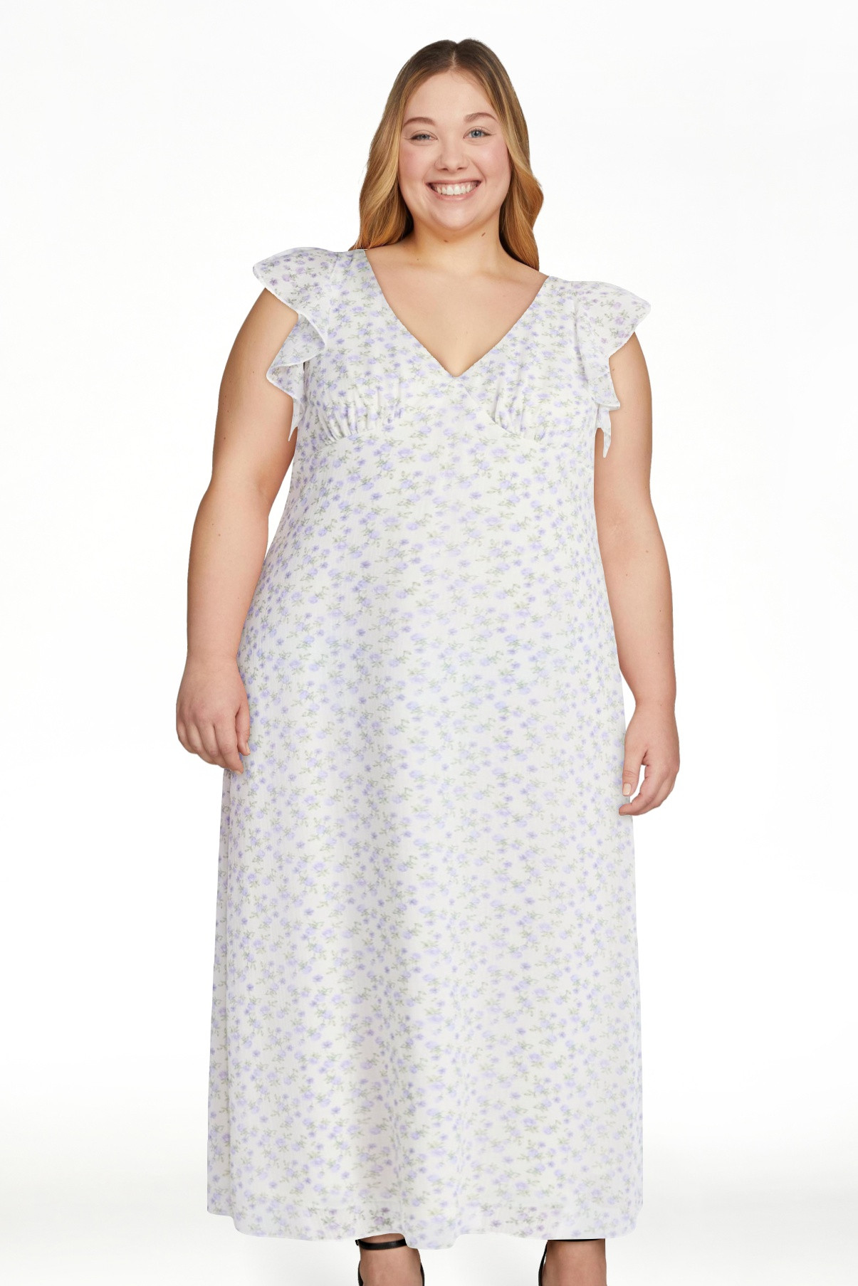 No Boundaries Flutter Sleeve Midi Dress, Women's XXS-XXL | Walmart (US)