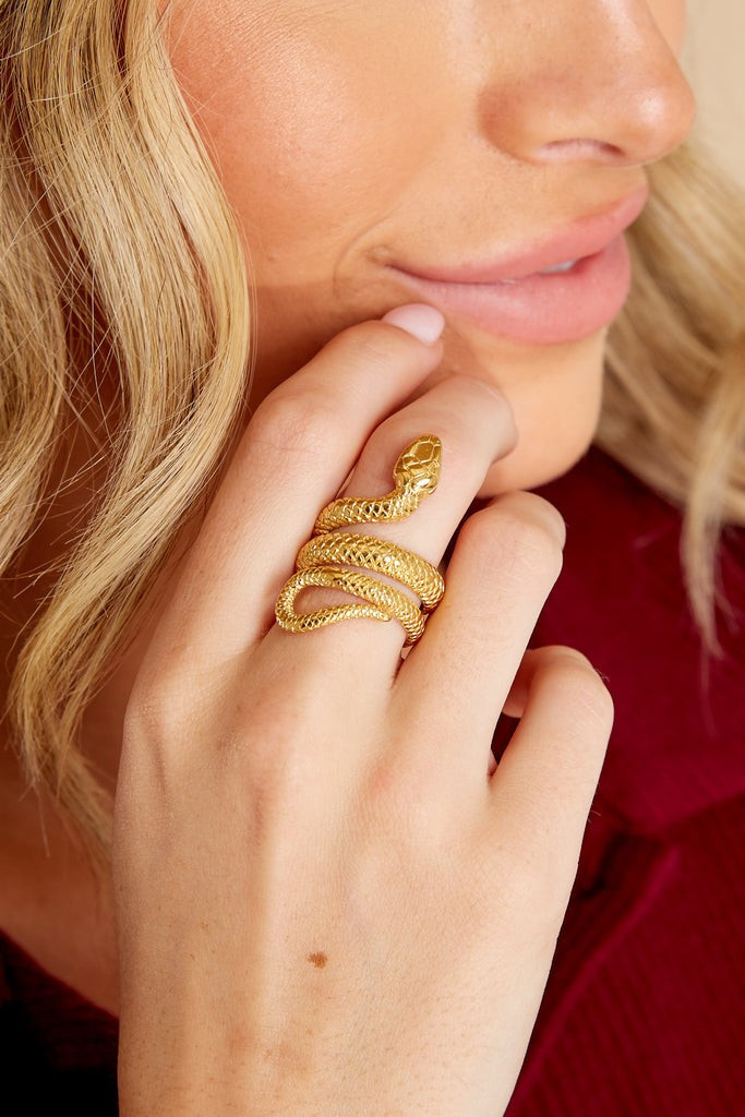 Cleo Gold Snake Ring | Red Dress 