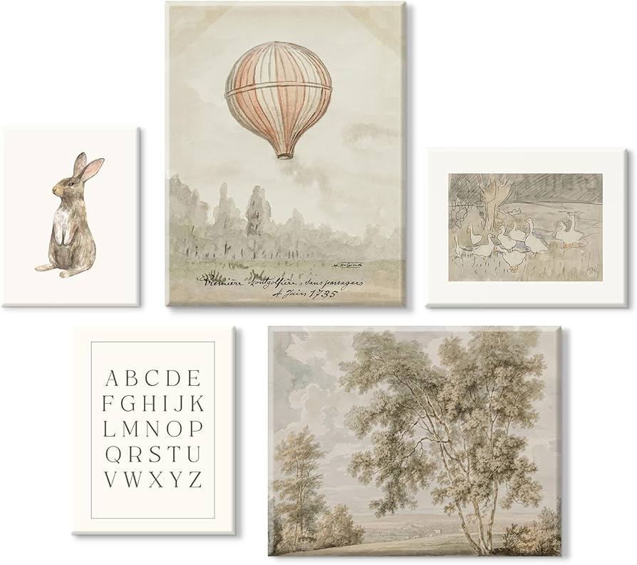 Vintage Nursery Wall Art Children Room Canvas Wall Decor Country Posters Botanical Prints Vintage... | Amazon (US)