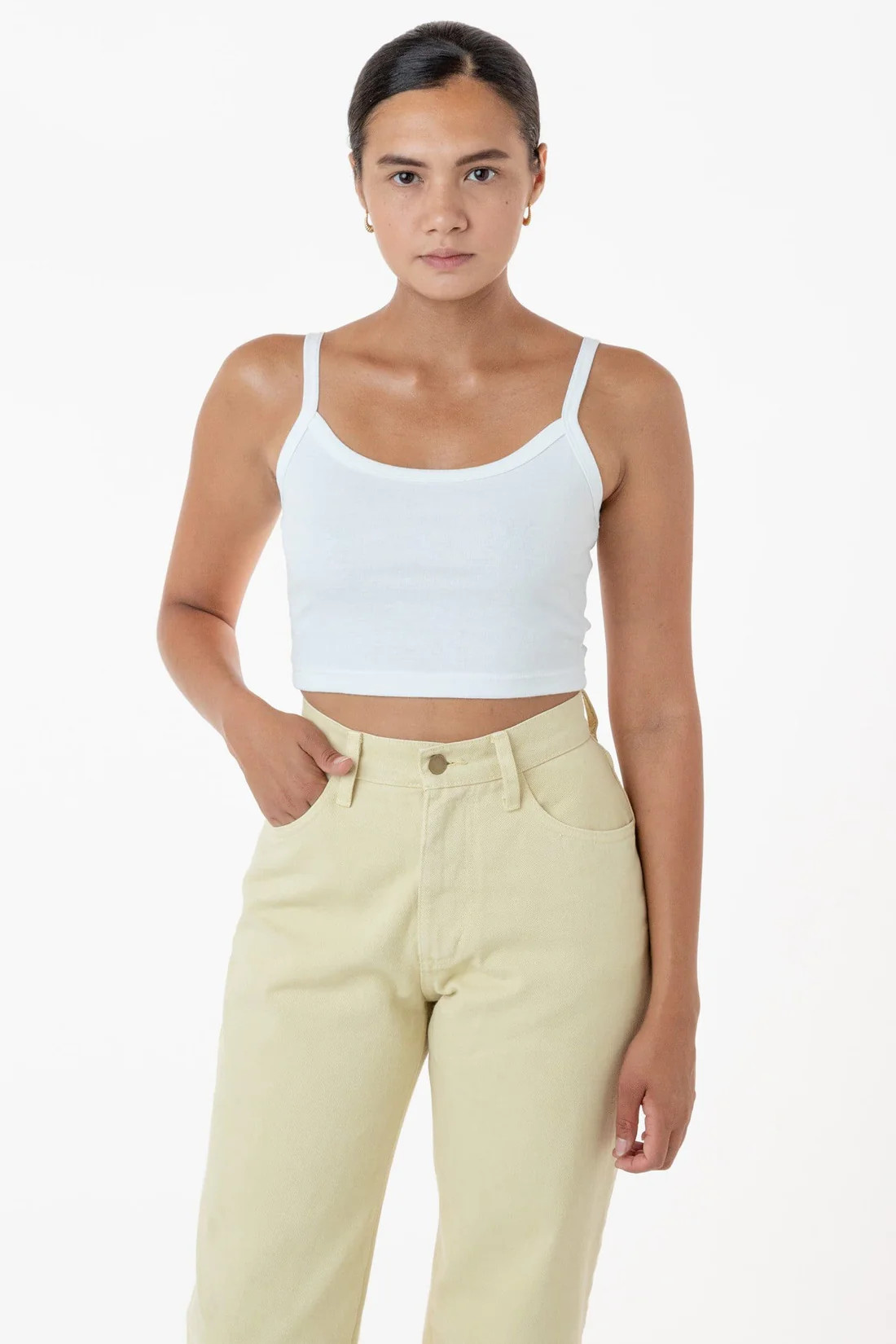 43016 - Baby Rib Spaghetti Crop Tank | Los Angeles Apparel