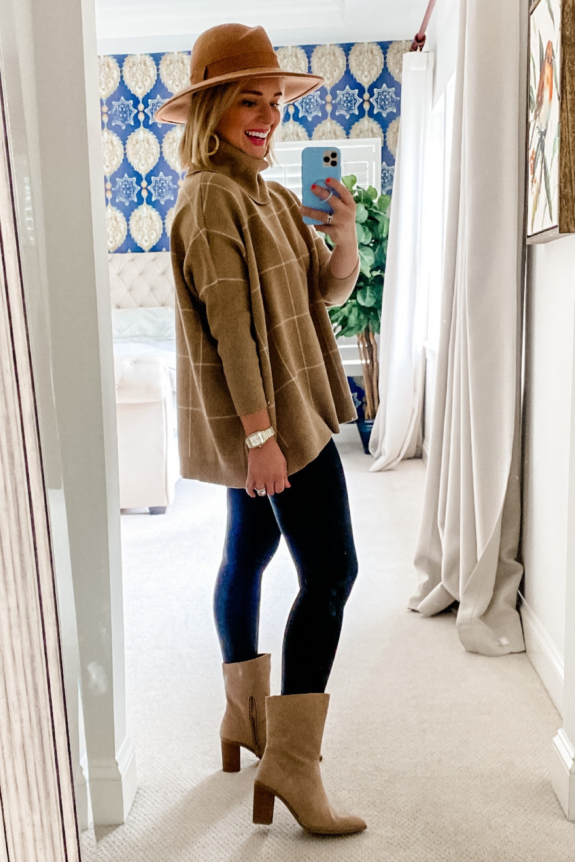 Fall sweater and leggings weather! Fall camel poncho with leather Spanx leggings and suede booties for the win! Felt hat! #loft #sale #falloutfit

#LTKSeasonal