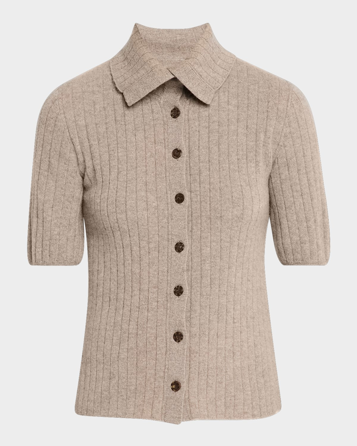 Ribbed Cashmere Button-Down Sweater | Neiman Marcus