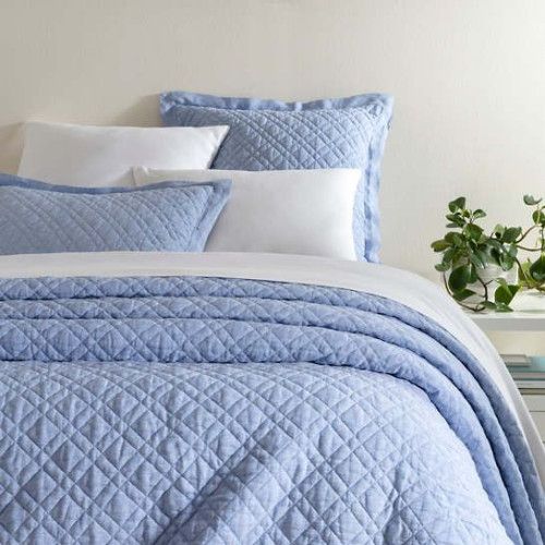 Pine Cone Hill Washed Linen French Blue Quilted Sham King 20" x 36 | Gracious Style