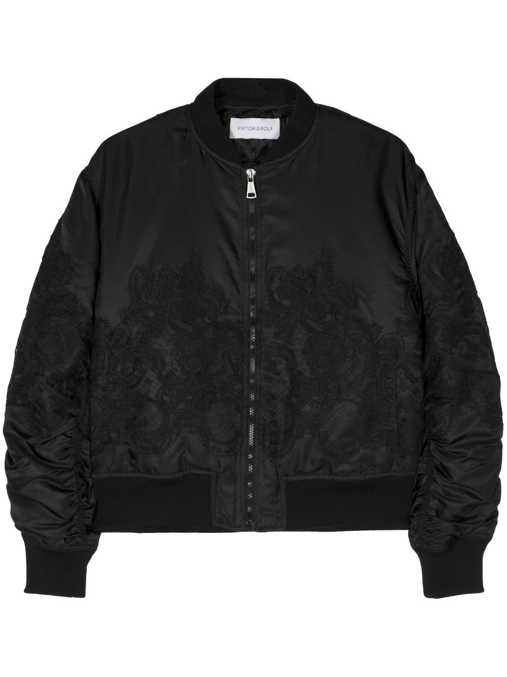 Viktor & Rolf floral-lace bomber jacket - Black | Farfetch Global
